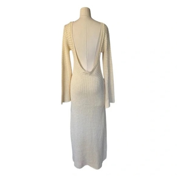 Lilyful Crotchet Maxi Long Sleeve Boho Open Back beachy Dress Cotton - Picture 7 of 8